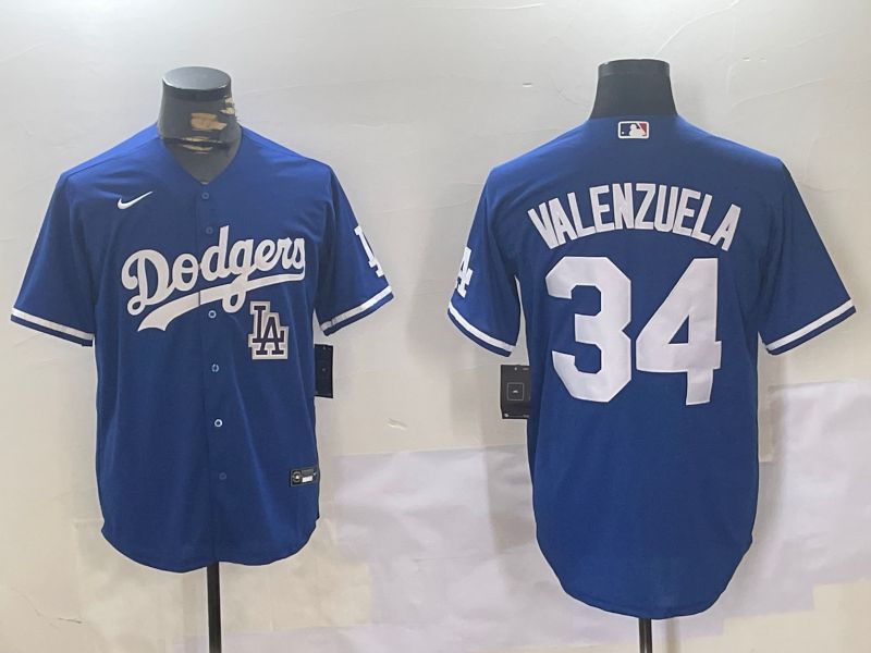Men Los Angeles Dodgers #34 Valenzuela Blue Game 2024 Nike MLB Jersey style 11207